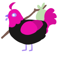 Hot Topic, a sable and fuchsia chicken with a head pattern