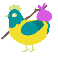 Ghostlight, a yellow and teal chicken with a head pattern