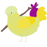 lemonhead, a lemon and yellow chicken with a lace pattern
