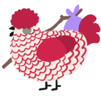 Megrez, a cream and crimson chicken with a lace pattern