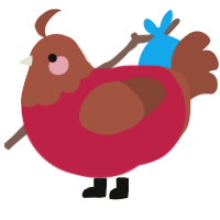 MEIKO, a crimson and russet chicken with a head pattern