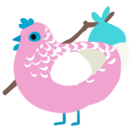 Floss, a pink and white chicken with a half-lace pattern