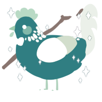 Spectre, a teal and gluppy chicken with a neck-speckle pattern