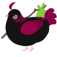 (unnamed), a black and maroon chicken with a neck-speckle pattern
