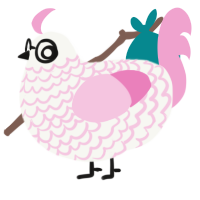 Carisi, a white and pink chicken with a lace pattern