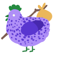Juice Box, a lilac and indigo chicken with a speckle pattern