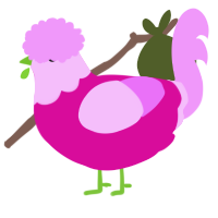 Cupcake, a fuchsia and lavender chicken with a head pattern