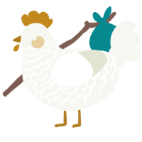 applesauce, a white chicken with a lace pattern