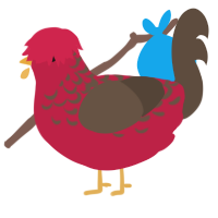 Cardinal, a crimson and bark chicken with a half-lace pattern