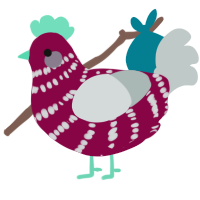 Mathilda, a maroon and silver chicken with a bar pattern