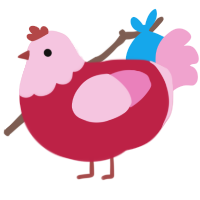Twizzlers, a crimson and pink chicken with a head pattern