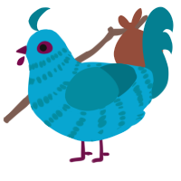 hideous acheri baby, a cerulean and sea chicken with a bar pattern