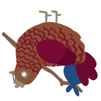 Sniper, a russet and maroon chicken with a lace pattern