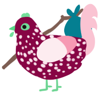 Raz, a maroon and rose chicken with a speckle pattern