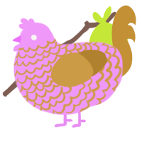 Rose Gold, a lavender and gold chicken with a lace pattern