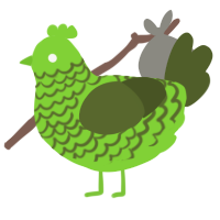 GreenBean, a grass and olive chicken with a lace pattern