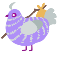 A lilac and silver chicken with a bar pattern