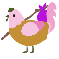 Pink Wattle Bush, a gold and pink chicken with a head pattern