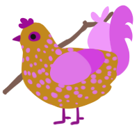 (unnamed), a ochre and orchid chicken with a speckle pattern