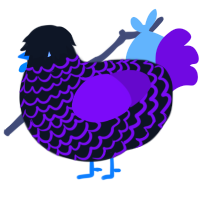 blurple on steroids, a sable and fuchsia chicken with a lace pattern