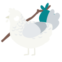 Seagull, a white and mist chicken with a half-lace pattern