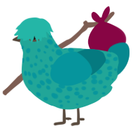 Robin, a turquoise and teal chicken with a speckle pattern