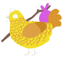 (unnamed), a yellow and orange chicken with a lace pattern