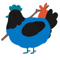 (unnamed), a sapphire and sable chicken with a head pattern