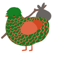 Mango, a leaf and vermilion chicken with a lace pattern