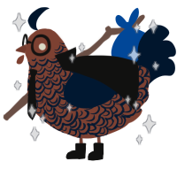 Sinclair, a russet and tumblr chicken with a double-lace pattern