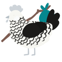 Nameless, a white and sable chicken with a lace pattern