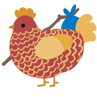cheesedog, a red and honey chicken with a lace pattern