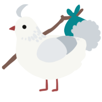 Snowfall, a white and mist chicken with a neck-speckle pattern
