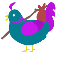 Acrylic, a sea and amethyst chicken with a neck-speckle pattern