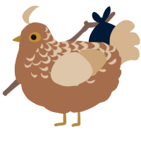 SaltedCarmelCocoa, a brown and beige chicken with a half-lace pattern
