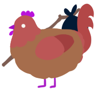 Laërtes, a brown and red chicken with a head pattern