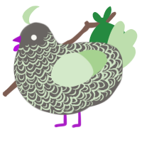 A grey and gluppy chicken with a double-lace pattern