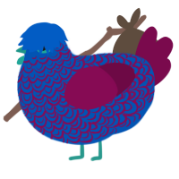 Stone, a ultramarine and wine chicken with a double-lace pattern