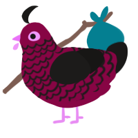 Yuko, a maroon and sable chicken with a lace pattern
