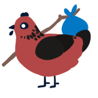 VV Hawkins, a red and sable chicken with a neck-speckle pattern