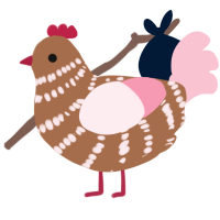 apple rhubarb crisp, a brown and rose chicken with a bar pattern