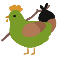 Zoombie, a chartreuse and brown chicken