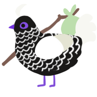 Juniper, a sable and white chicken with a lace pattern