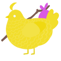 duck, a yellow chicken with a lace pattern