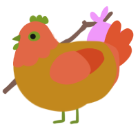 Cherry Tomato, a ochre and vermilion chicken with a head pattern
