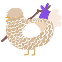 Buttercup, a beige and cream chicken with a lace pattern
