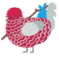 rage, a crimson and silver chicken with a lace pattern