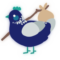Luna, a navy and silver chicken with a neck-speckle pattern
