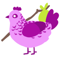 Juicy, a lavender and plum chicken with a half-lace pattern