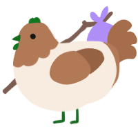 cinnabon, a cream and brown chicken with a head pattern
